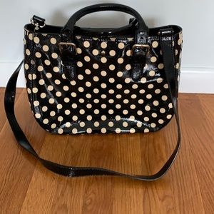 Kate Spade Black Patent Cream Polka Dot Tote Bag
